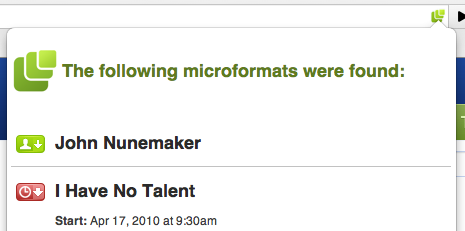 Chrome + microformats = michromeformats